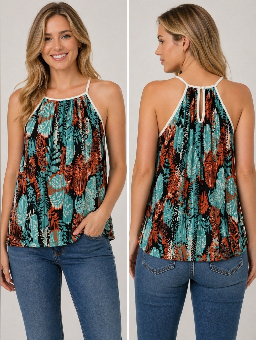 Hippie Laundry Leaf Print Tank Top